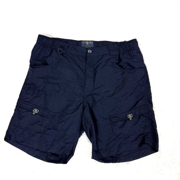 Hook and Tackle Men Barrier Reef Stretch Cargo Fishing Shorts Size 38 Navy Nylon - Picture 1 of 13